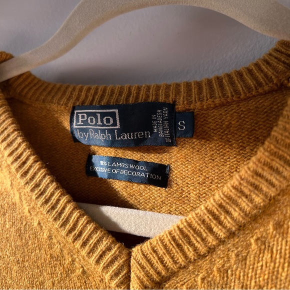 Polo by Ralph Lauren Men's V-Neck Sweater in Mustard Yellow - Picture 4 of 6